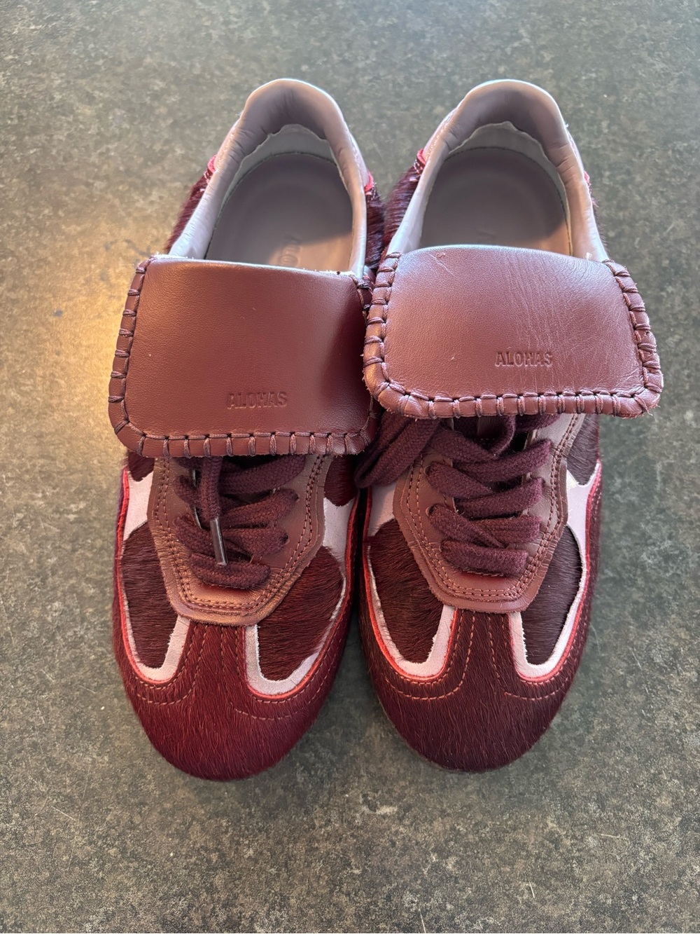 ALOhas Tb.490 Club Soft Burgundy Calf Hair Sneakers US 6 EU 36